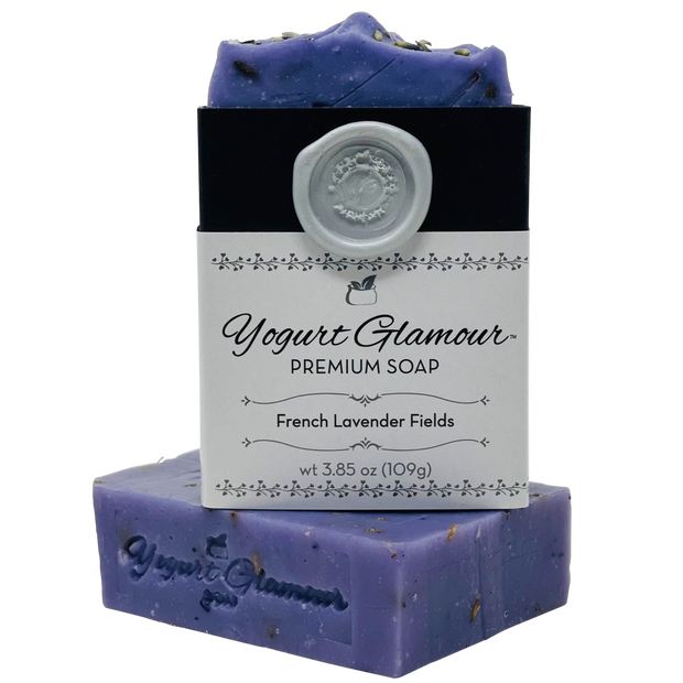Lavender French Fields Yogurt Natural Handmade Soap-With Essential Oils of Lavender and a Hint of Patchouli(4 oz)-Yogurt Bar Soap-Yogurt Glamour Skin Care and Soaps
