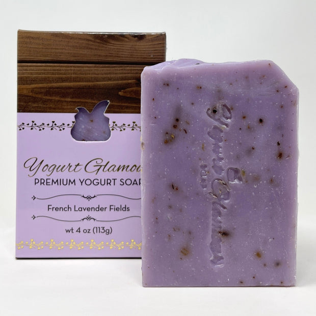 French Lavender Fields Yogurt Soap | Natural, Handmade Prebiotic Postbiotic Bar - With Essential Oils of Lavender and a Hint of Patchouli - With Indigo Plant (4 oz)-Yogurt Bar Soap-Yogurt Glamour Skin Care and Soaps