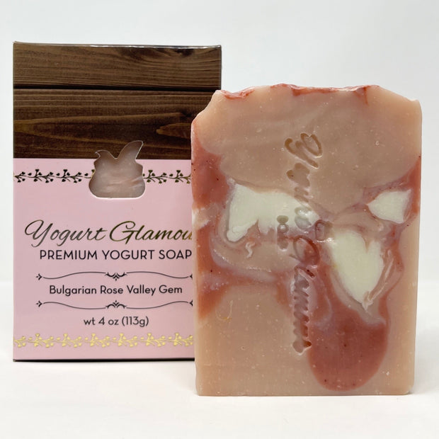 Bulgarian Rose Valley Gem Yogurt Soap | Natural, Handmade Prebiotic Postbiotic Bar - With Essential Rose Oil from Bulgaria and Madder Root(4 oz)-Yogurt Bar Soap-Yogurt Glamour Skin Care and Soaps