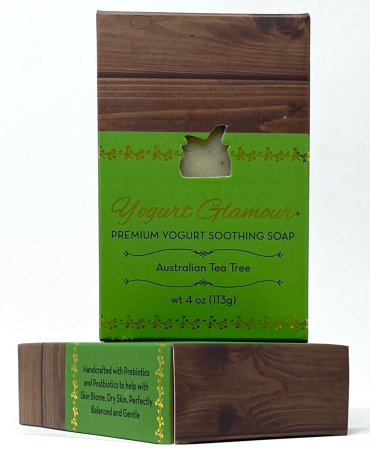 Australian Tea Tree Yogurt Soap | Natural, Prebiotic Postbiotic Handmade Bar - With Neem Oil(4 oz)-Yogurt Bar Soap-Yogurt Glamour Skin Care and Soaps