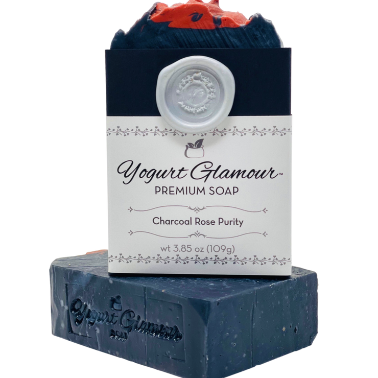 Charcoal Rose Purity Yogurt Natural Handmade Soap-Aroma of Freshly Cut Roses(4 oz)-Yogurt Bar Soap-Yogurt Glamour Skin Care and Soaps