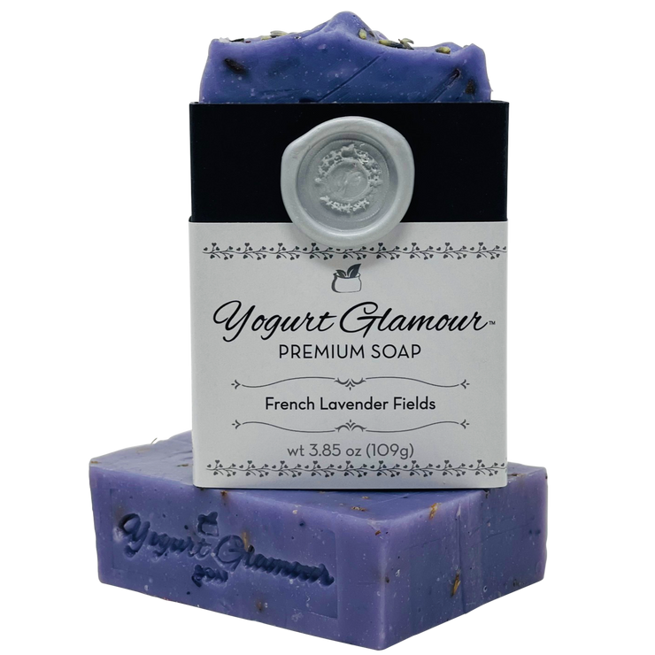Lavender French Fields Yogurt Natural Handmade Soap-With Essential Oils of Lavender and a Hint of Patchouli(4 oz)-Yogurt Bar Soap-Yogurt Glamour Skin Care and Soaps