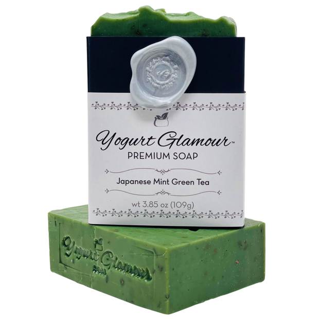 Japanese Green Tea Mint Yogurt Natural Handmade Soap-With Essential Oils of Peppermint, Spearmint, Tea Tree and Patchouli(4 oz)-Yogurt Bar Soap-Yogurt Glamour Skin Care and Soaps